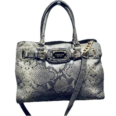 Bolso de Mano Michael Kors Hamilton LG Cartera Gris Pitón Cuero Metálico Repujado Foto 1 de 4