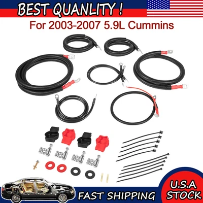 Kit de cables de batería para camioneta Dodge RAM Gen 3 2003-2007 24 válvulas Cummins 5,9 L Foto 1 de 4
