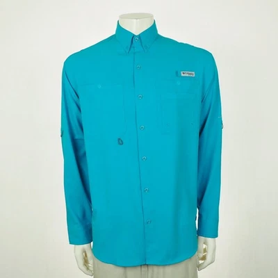 Nueva Camisa Columbia PFG Tamiami II Abotonada Para Hombres Mediana Azul Pesca Ventilada Foto 1 de 4
