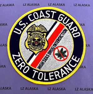 PARCHE CHAQUETA GUARDACOSTAS DE EE. UU. TOLERANCIA CERO 5" ALTA MAR INTERDICCIÓN DE DROGAS (CG2) - Imagen 1 de 3