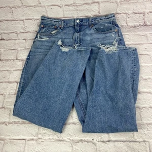 American Eagle Jeans Damen 16 Highest Rise Baggy Straight Distressed Ripped Den - Bild 1 von 13