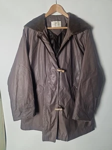 Four Seasons Long Jacket UK M Fisherman's Coat Brown Raincoat Hooded Lined - Picture 1 of 6