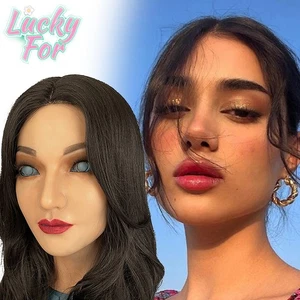 Realistische Weibliche Silikon Kopfmaske Gesichtsmaske Für Crossdresser Frauen - Bild 1 von 33