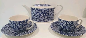 Royal Stafford Blackberry For M&S Blue Teapot 2 Teacups 2 Saucers Tea Cups Set - Picture 1 of 23
