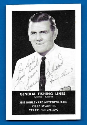 Postal Automática Firmada por Maurice "Rocket" Richard General Fishing Lines SGC Foto 1 de 2