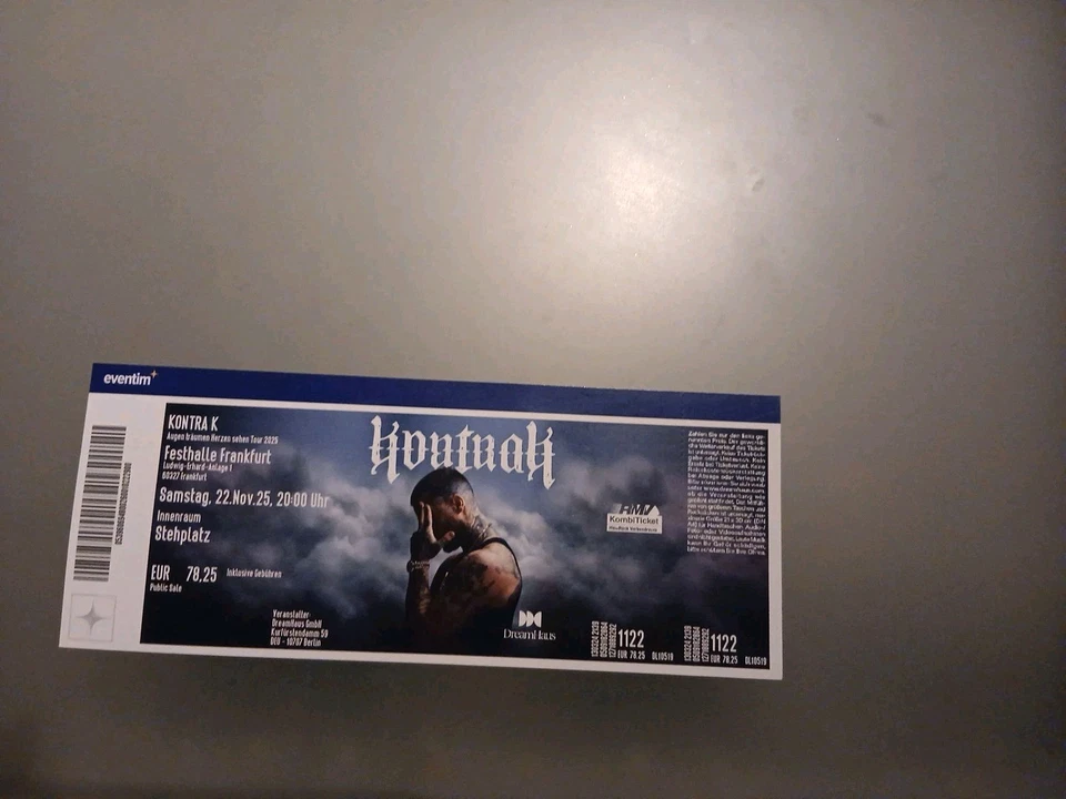 tickets konzerte 2025 KONTRA K  FRANKFURT  22.NOV.2025 STEHPLATZ  - Bild 1 von 1