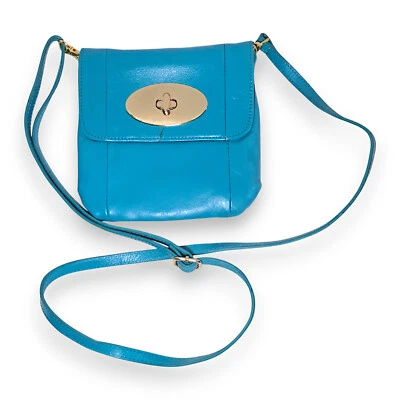 Bolso Bandolera Pequeño Rowallan of Scotland Cuero Azul Turnlock Difícil de Encontrar Foto 1 de 4