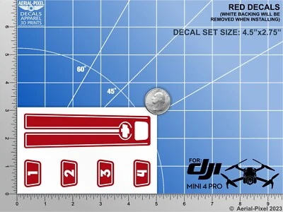 DJI Mini 4 Pro Racing Stripes With Battery Decals Number #1-4 Sticker Skin - Image 1 of 3