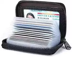 Leather Credit Card Holder Wallet RFID Blocking Zipper ID Case Organizer - Picture 1 of 6