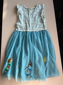 Mini Boden Tulle Blue Stripe Mermaid Appliqué Dress 11/12 - Picture 1 of 5