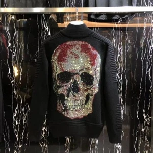 FELPA PHILIPP PLEIN ZIP PHILIP GOLF TESCHIO STRASS SKULL MAGLIONE MAGLIA HOODIE - Imagen 1 de 8
