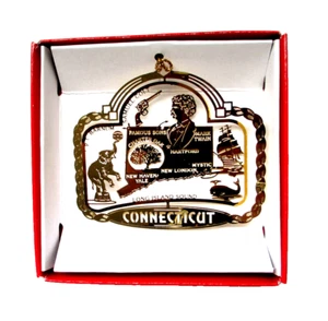 Connecticut State Brass Ornament - Hartford, New Haven, Yale, Mystic, Barnum - Picture 1 of 7