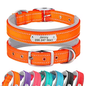 Personalized Nylon Dog Collar Reflective Engraved for Small/Large Dogs Soft Padd - Picture 1 of 26