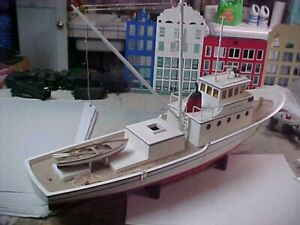 Vintage Wooden Fishing Boat Model - 41" R/C Solid Hull Restoration