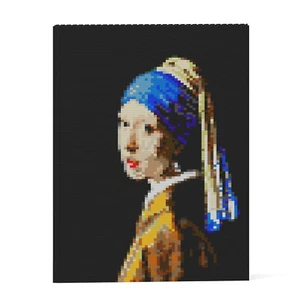 JEKCA Building Blocks, Brick Painting, kit di costruzione, Vermeer, orecchino di perle per ragazze, 46 cm - Foto 1 di 2