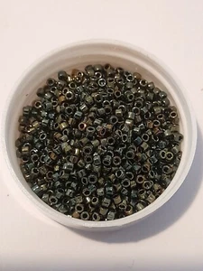 5grams miyuki delica Japanese seed beads 11/0 db24 metallic olive green iris - Picture 1 of 2