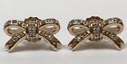 PANDORA ALE 925 ROSE STERLING SILVER STUD RIBBON SPARKLING BOW EARRINGS