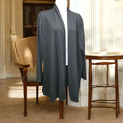 Suéter Alfani Mujer Talla 1X Negro 100% Lana Frente Abierto Cárdigan Acanalado Minimalista Foto 1 de 4