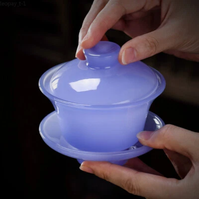 Imperial Purple Jade Porcelain Gaiwan-Tianquan Sancai Tea Cup  Kung Fu Gaiwan - Image 1 of 4