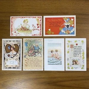 Juego de 6 reproducciones postales vintage de San Valentín sin publicar - Imagen 1 de 8
