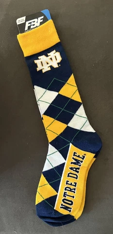 Notre Dame Fightin Irish Argyle Socks Crew Length One Size Fits Most New NWT Cover