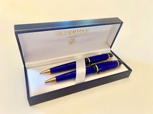 Waterman Phineas Set Solid Blue & Gold Ballpoint Pen & 0.5 Pencil In Box - Picture 1 of 7