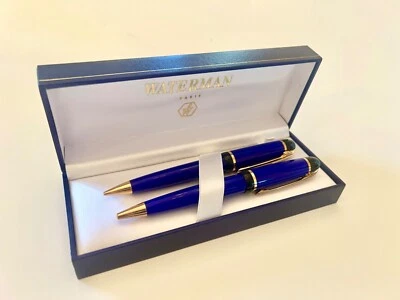 Juego de bolígrafo Waterman Phineas azul macizo y dorado y lápiz de 0,5 en caja Foto 1 de 4
