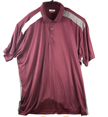 4XL Golf Shirt Polo Men Red Split Tail  Short Sleeve Gran Slam Performance - Image 1 of 4