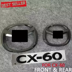 3x Gloss Black For 2022-2024 CX-60 Emblem Front Grill & Rear Badge Replace CX60 - Foto 1 di 3
