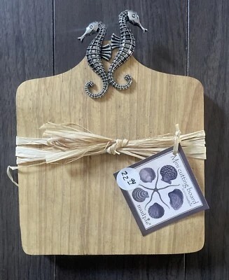Mini tabla de cortar Mud Pie Seahorse apliqué nueva con etiqueta 2010 Sea Horse Foto 1 de 4
