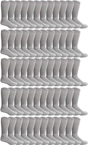 60 PK Mens King Size Loose Fit Non-Binding Cotton Diabetic Crew Socks Gray 13-16 - Picture 1 of 4