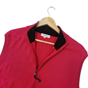Calvin Klein Golf Mens Vest 1/4 Zip Jumper XL Pink 1/4 Zip Merino Wool Blend - Picture 1 of 13