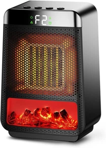 Portable Space Heater Indoor - Small Electric Flame Heaters with Thermostat - P - Picture 1 of 9