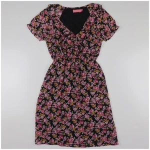 Wish Floral Short Sleeve V Neck with Buttons and Frill Dress Fully Lined Size 8 - Picture 1 of 12
