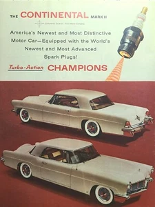 Lincoln Continental Ford Motor Company Champion bujía anuncio impreso vintage 1955 - Imagen 1 de 2