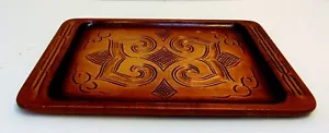 Vintage asiatisches Hokkai Mokkogesha Holz Holz geschnitzt Tablett 14" x 9" - Bild 1 von 6