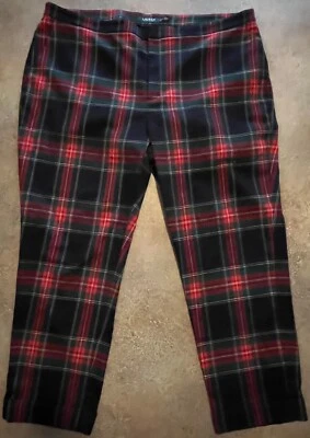 Pantalones Ralph Lauren Cintura Alta Rectos Tartán Cuadros Mujer 20W Plus 44x28 Foto 1 de 4