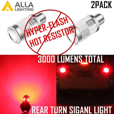 1156 LED CANBUS Bombilla intermitente de luz de señal de giro trasera sin hiperintermitente rojo vivo Foto 1 de 4