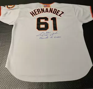 Livan Hernandez Game Used San Francisco Giants Signed Inscribed 2001 Jersey JSA - Picture 1 of 9