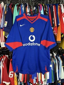 Manchester United Vodafone Nike Soccer Football Jersey XXL Blue 2005-06 Away Kit - Picture 1 of 12