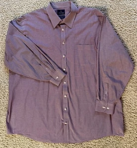 Men’s Stafford Burgundy Check Dress Shirt Size 18.5 34/35 Big - Picture 1 of 5