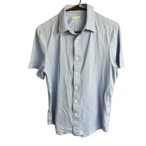 RHONE Commuter Shirt Mens Sz S Blue Gingham S/S Button Up Knit Stretch Office - Picture 1 of 9