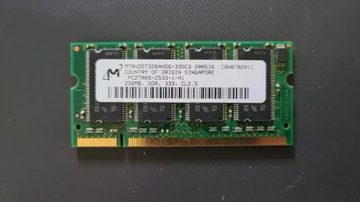 CANTIDAD Micron 256MB DDR-333 MT8VDDT3264HDG-335C3 PC2700 SODIMM RAM Memoria Foto 1 de 2