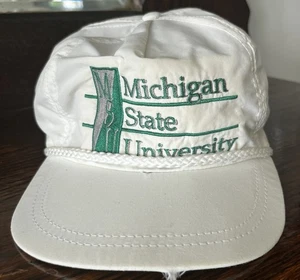 Sombrero Somers SnapBack blanco vintage de la Universidad Estatal de Michigan - Imagen 1 de 6
