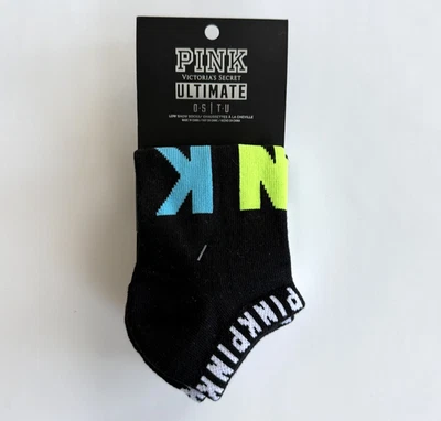 2 PARES CALCETINES VICTORIA'S SECRET ROSA LOGO ULTIMATE CREW NEGRO BLANCO LOW SHOW NUEVOS Foto 1 de 3