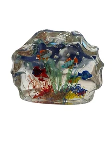 Vintage Murano Glass Fish Aquarium Paperweight, Shell Shaped - Picture 1 of 4