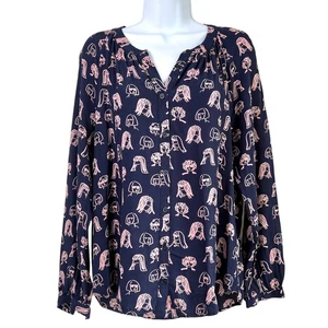 Boden Top Donna Naomi Chit Chat Volti Rosa Blu Navy Taglia 8 Artsy Carriera Unica - Foto 1 di 6