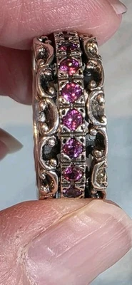 Sterling Silver PAZ ISRAEL Rhodalite Garnet Spinner Ring 9.5 - Image 1 of 4