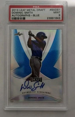 2013 Leaf Metal Draft Blue Parallel /25 Dominic Smith #BA-DS1 PSA 9 - Image 1 of 2