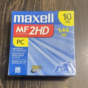 Maxell Diskettes MF2HD PC Formatted 1.44 MB 3.5" PC 10 Pack HD New Sealed - Afbeelding 1 van 3
